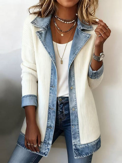 Veste blazer élégante pour femme style urbain chic à revers contrastés