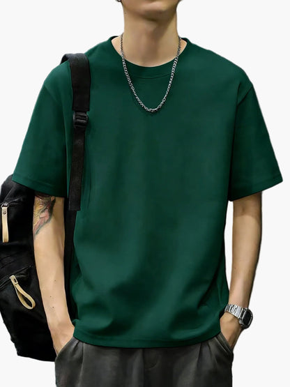 T-shirt basique style décontracté pour homme - Coupe droite, manches courtes, idéal au quotidien
