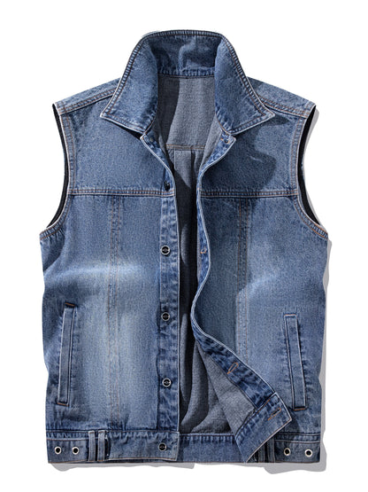Gilet sans manches style jean décontracté pour homme – Idéal pour un look urbain tendance