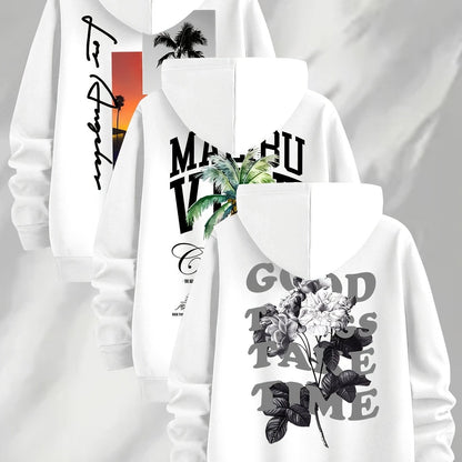 Lot de 3 Hoodies à Capuche Imprimés pour Homme Multicolore Décontracté