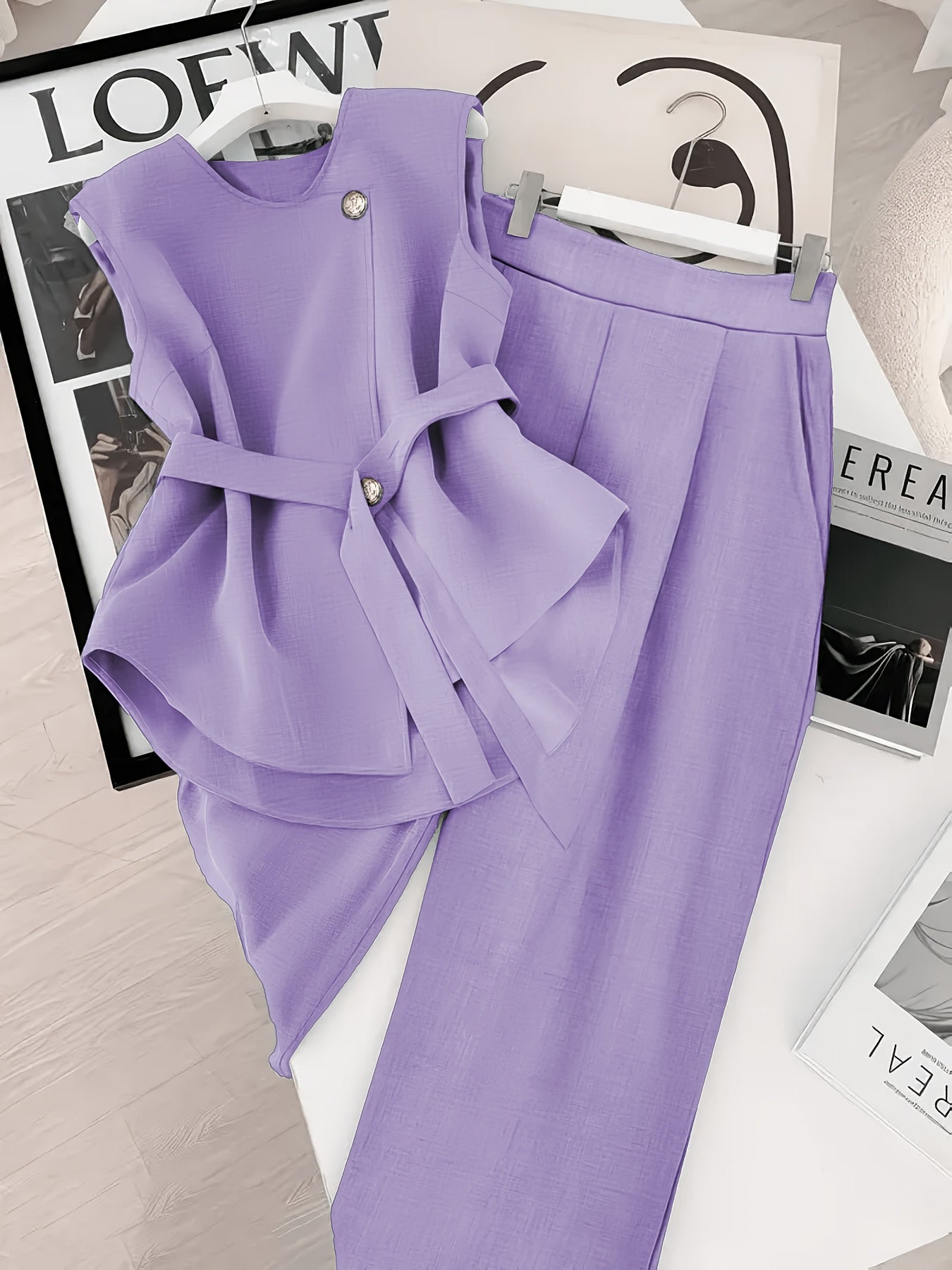 Conjunto de Dos Piezas para Mujer Elegante Estilo Moderno para Oficina y Eventos