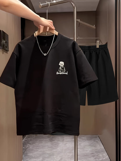 Ensemble Décontracté Homme T-shirt Imprimé et Short Style Urbain - Tenue Idéale Quotidienne