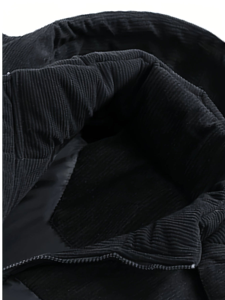 Zweifarbige Steppjacke mit Kapuze aus Cordstoffen