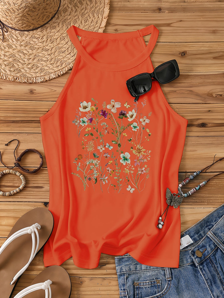 Débardeur Femme Style Bohème à Motif Fleurs Sauvages – Idéal Été et Loisirs