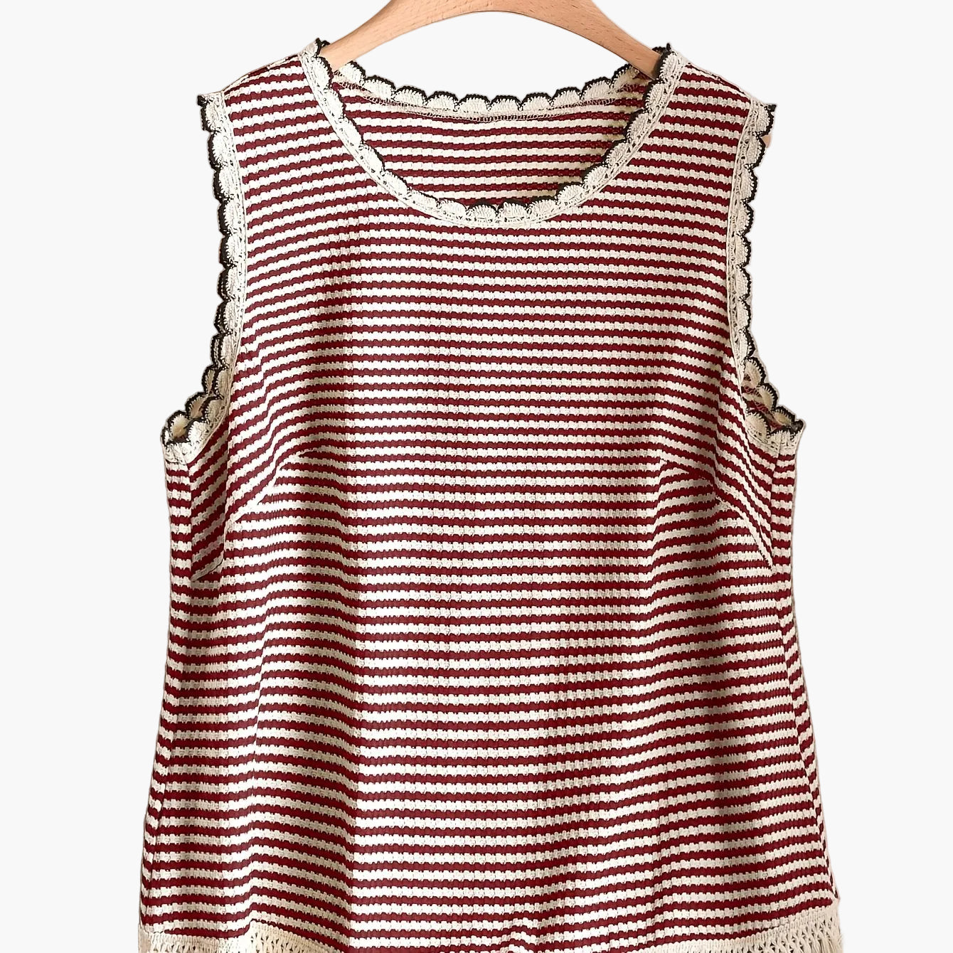 Dames tanktop grote maat elegante stijl met strepen en franjes, voor lente en zomer