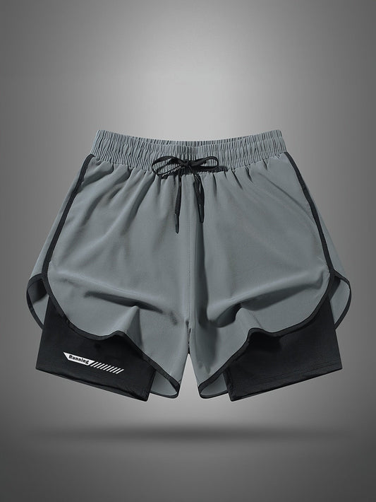 Short de sport homme 2-en-1 style running avec sous-short intégré