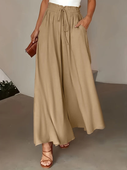 Pantalon Palazzo Large Femme Style Élégant Taille Haute avec Ceinture, Mode Décontractée et Sophistiquée