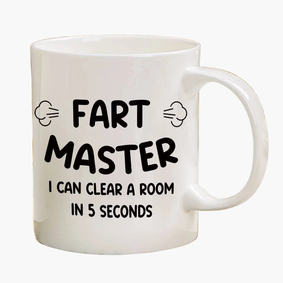 Taza humorística para hombre – Maestro de los pedos, taza de café divertida, regalo original para amante de las bromas