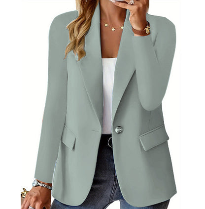Denise – Giacca da completo in poliestere a maniche lunghe e colore uniforme per donna