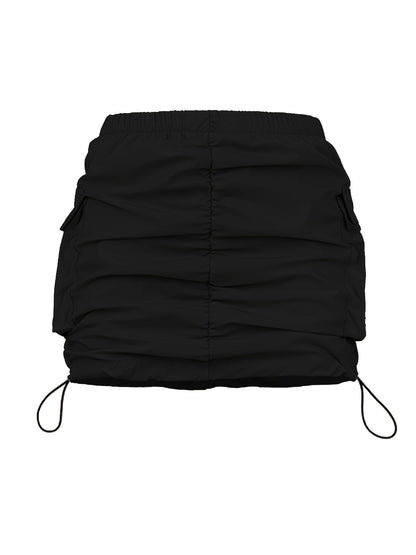 Jupe Mini Cargo Femme Style Urbain avec Fronces et Poches Utilitaires