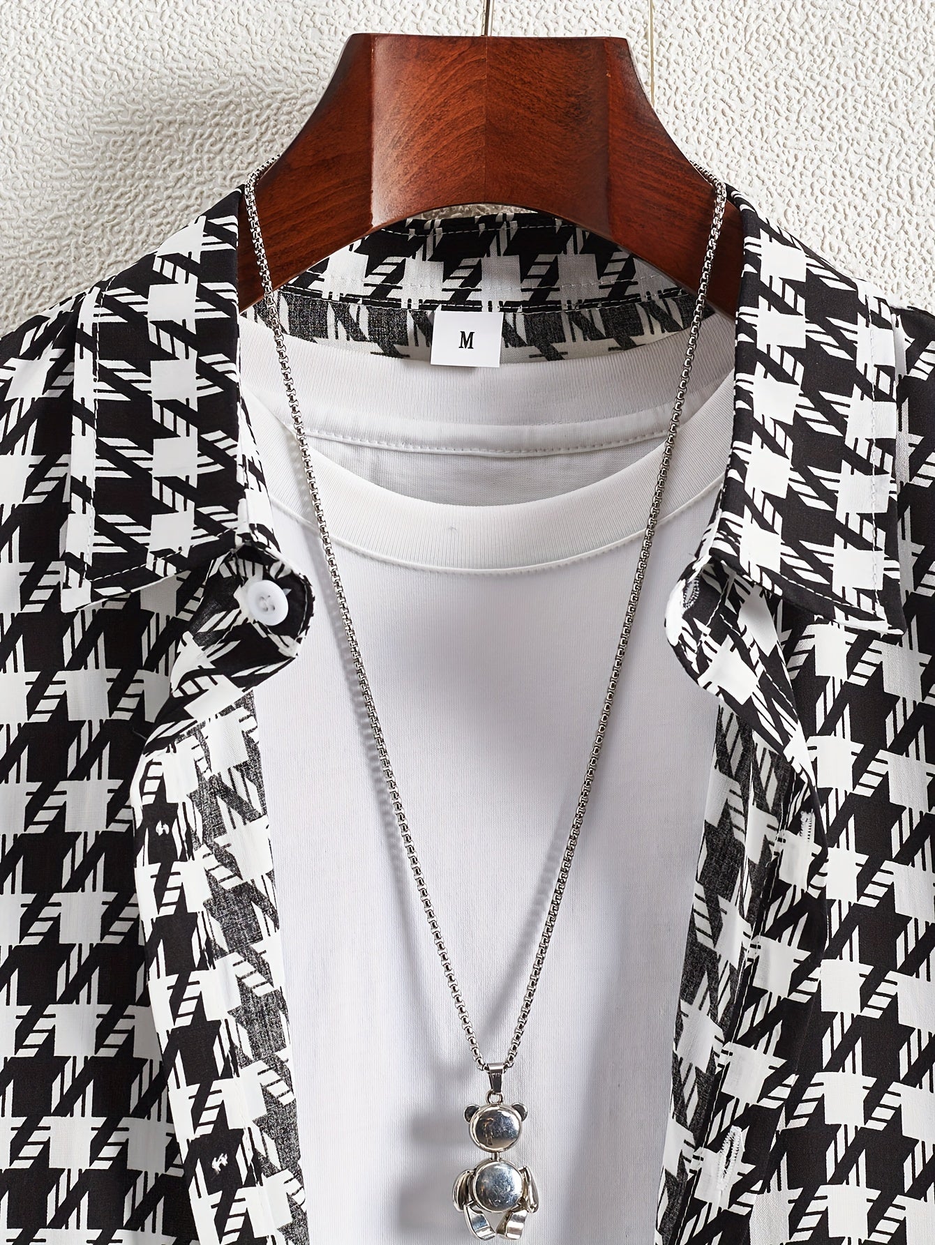 Camisa de Resort de Manga Corta con Estampado Geométrico para Hombre - Estilo Urbano Casual