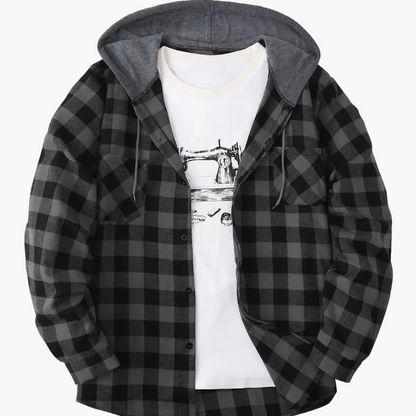 Chemise à carreaux décontractée avec capuche pour homme – Style tendance polyvalent