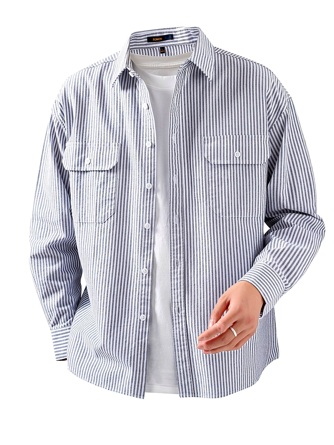 Chemise décontractée à rayures pour homme – Style polyvalent pour le quotidien et les loisirs
