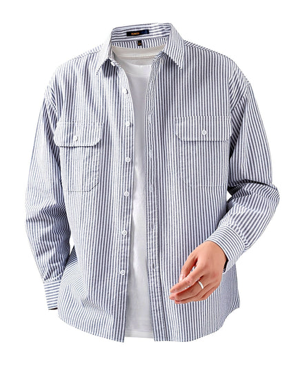 Chemise décontractée à rayures pour homme – Style polyvalent pour le quotidien et les loisirs