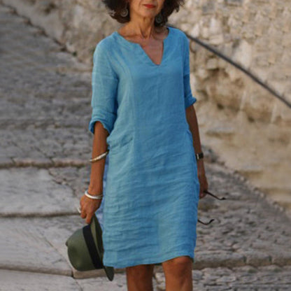 Robe décontractée rétro pour femme, manches mi-longues, style artistique, grande taille, multi-couleurs