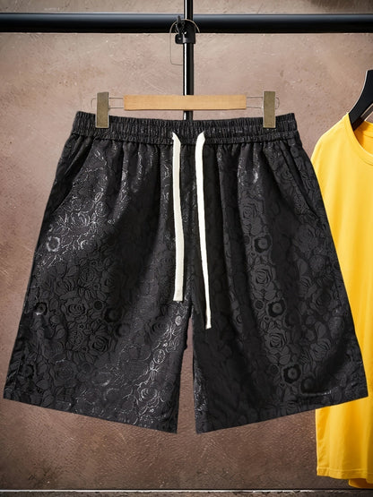 Krótki męski t-shirt w nowoczesny kwiatowy wzór, styl casual na lato