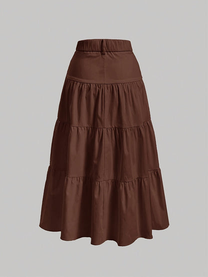 Długa spódnica damska z wysokim stanem w stylu boho, elegancka na wiosnę i lato
