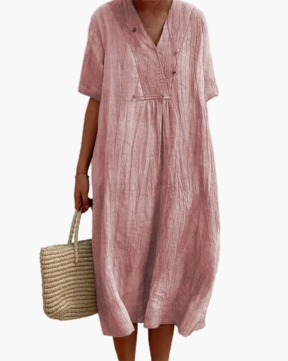Robe d'été décontractée pour femme style ample col en V idéale vacances plage