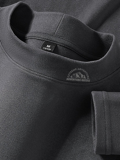 Haut à col montant doux couleur unie manches longues pour homme