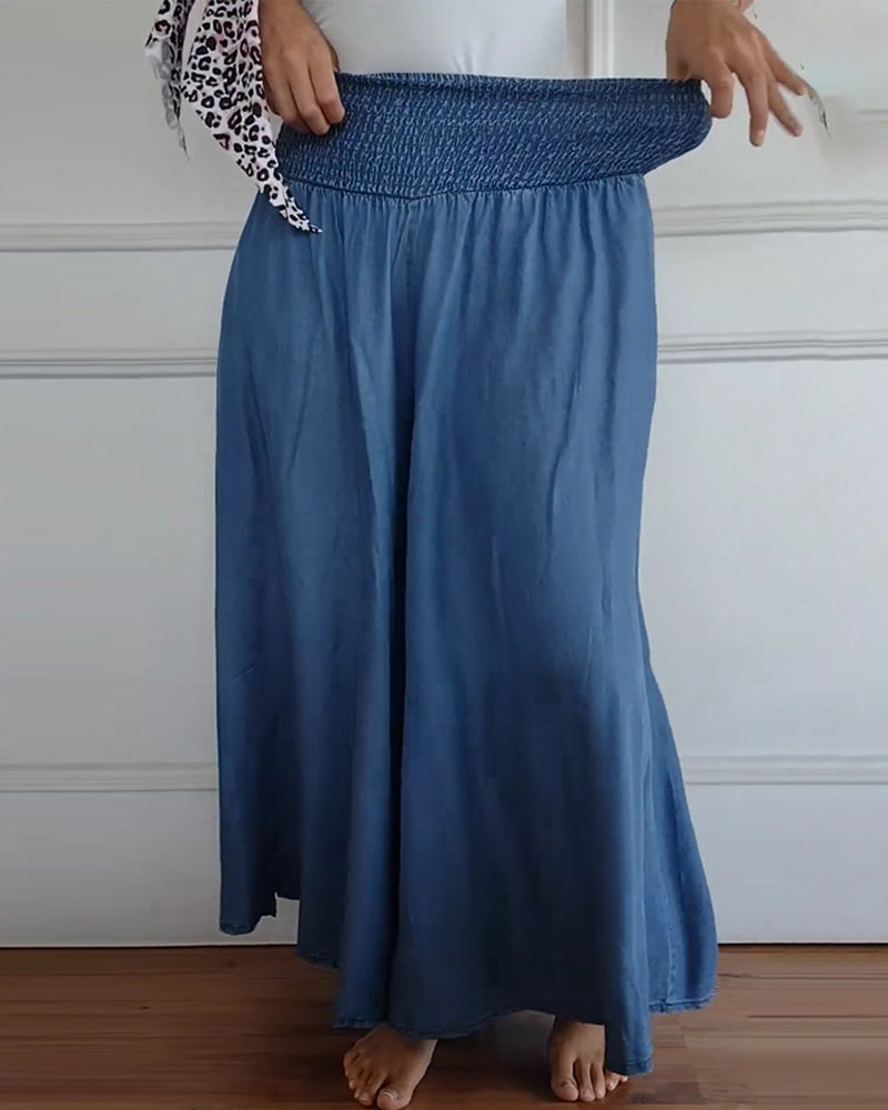 Pantaloni larghi a vita alta stile bohémien per donna, taglio fluido e comodo, ideali per tutti i giorni e il relax