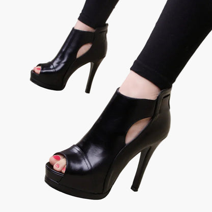 Hohe Absatzpumps im europäischen Stil für Damen, offene Spitze, urbane Eleganz