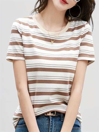 T-shirt à Rayures Classiques Femme Style Décontracté Chic