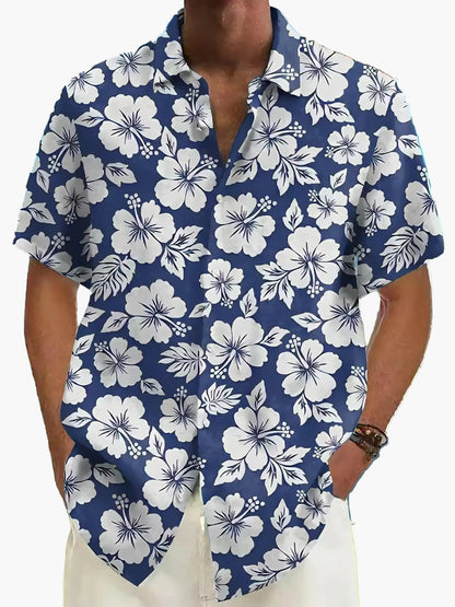 Hawaiihemd Herren Urlaubsstil mit Blumenmuster – Ideal für Sommer und Strand