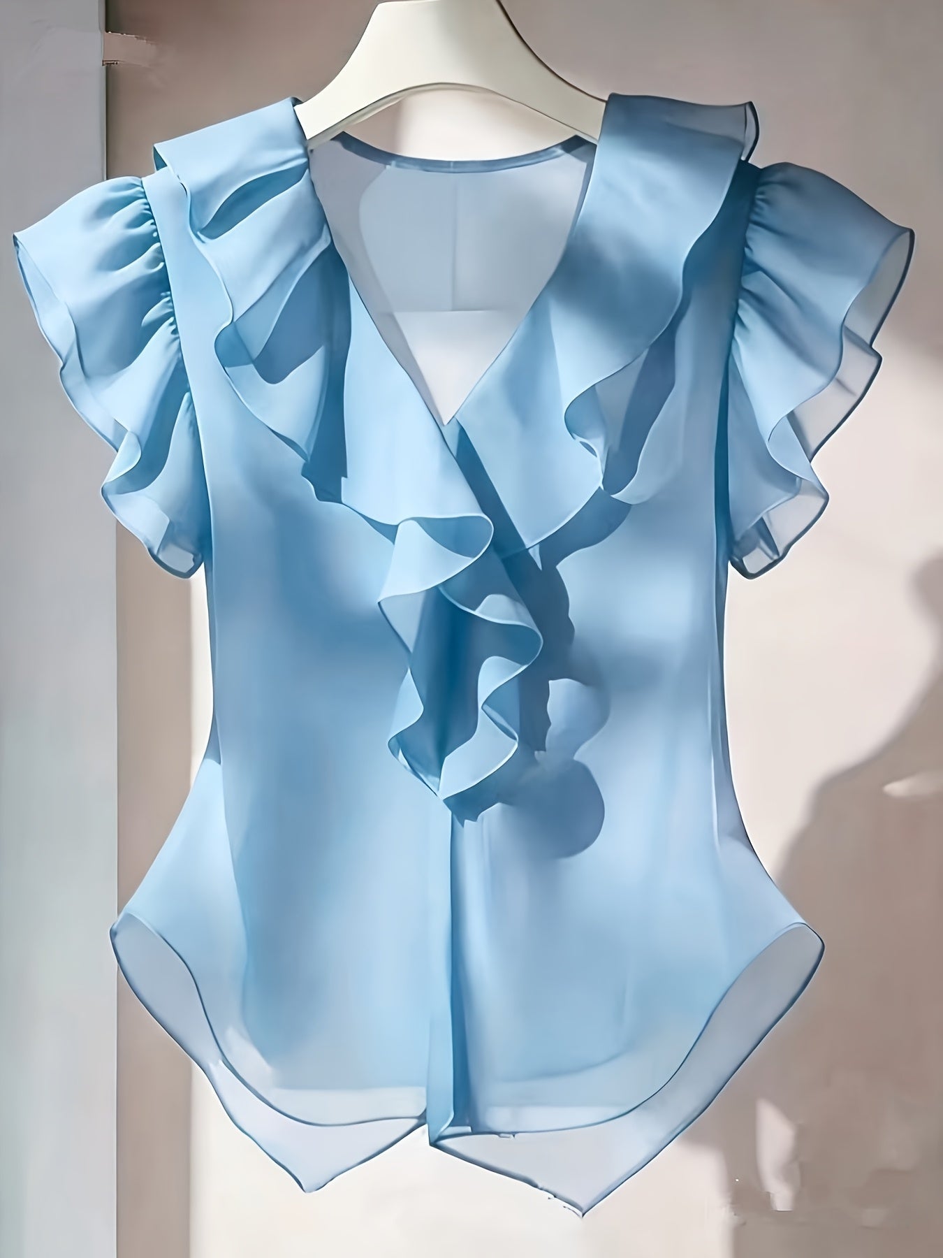 Blouse Femme Élégante à Volants Style Romantique pour Tenue Chic et Bureau
