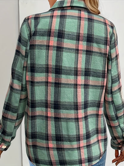 Chemise Veste Femme à Carreaux Doublée Effet Mouton Vert Menthe Rouge