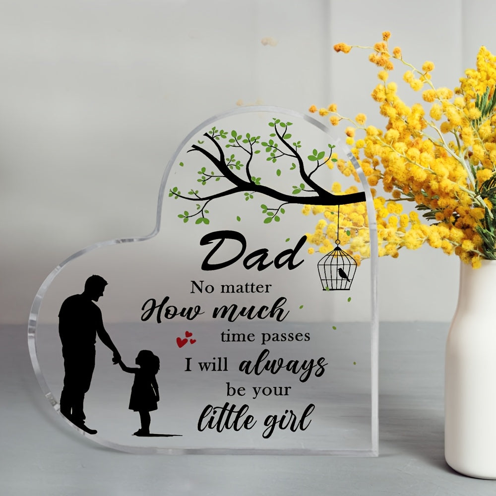 Regalo decorativo per papà – Targa a forma di cuore con messaggio emozionale per figlia, stile moderno, ideale per la Festa del Papà o compleanno