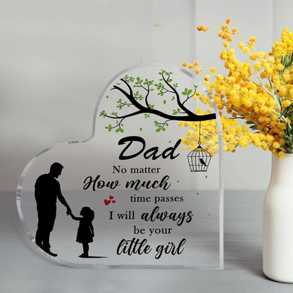 Regalo decorativo per papà – Targa a forma di cuore con messaggio emozionale per figlia, stile moderno, ideale per la Festa del Papà o compleanno