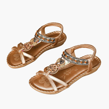 Boheme-sandaler til kvinder med pynt og ankelrem – afslappet chic stil