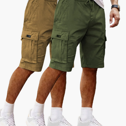 Shorts cargo casual da uomo 2 pezzi, stile urbano e versatile, ideali per il tempo libero e le attività all'aperto