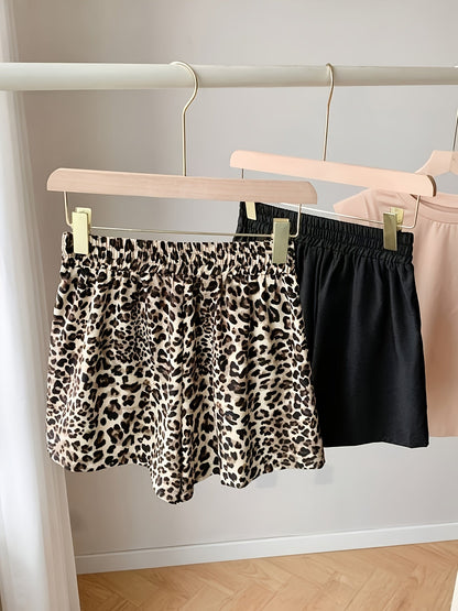 Shorts décontractés femme style léopard et uni parfaits pour l'été