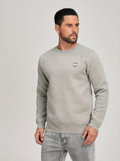 Sweat-shirt polaire homme à col rond, doublure chaude et côtelée, pull uni décontracté