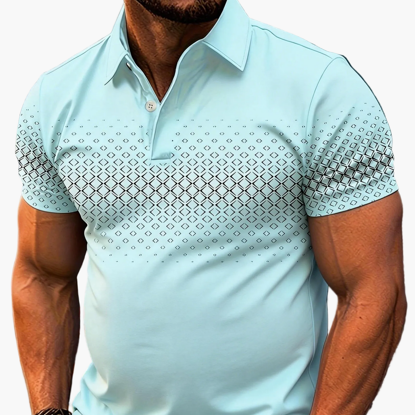 Polo Uomo Moda Casual con Motivo Geometrico per l'Estate