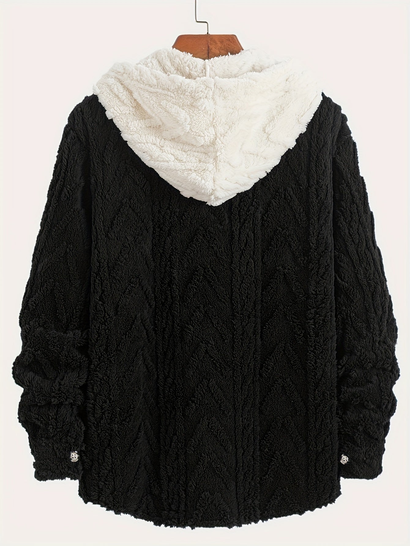 Veste Homme Polaire Sherpa à Capuche Bleu Marine et Poche Poitrine Contrastée