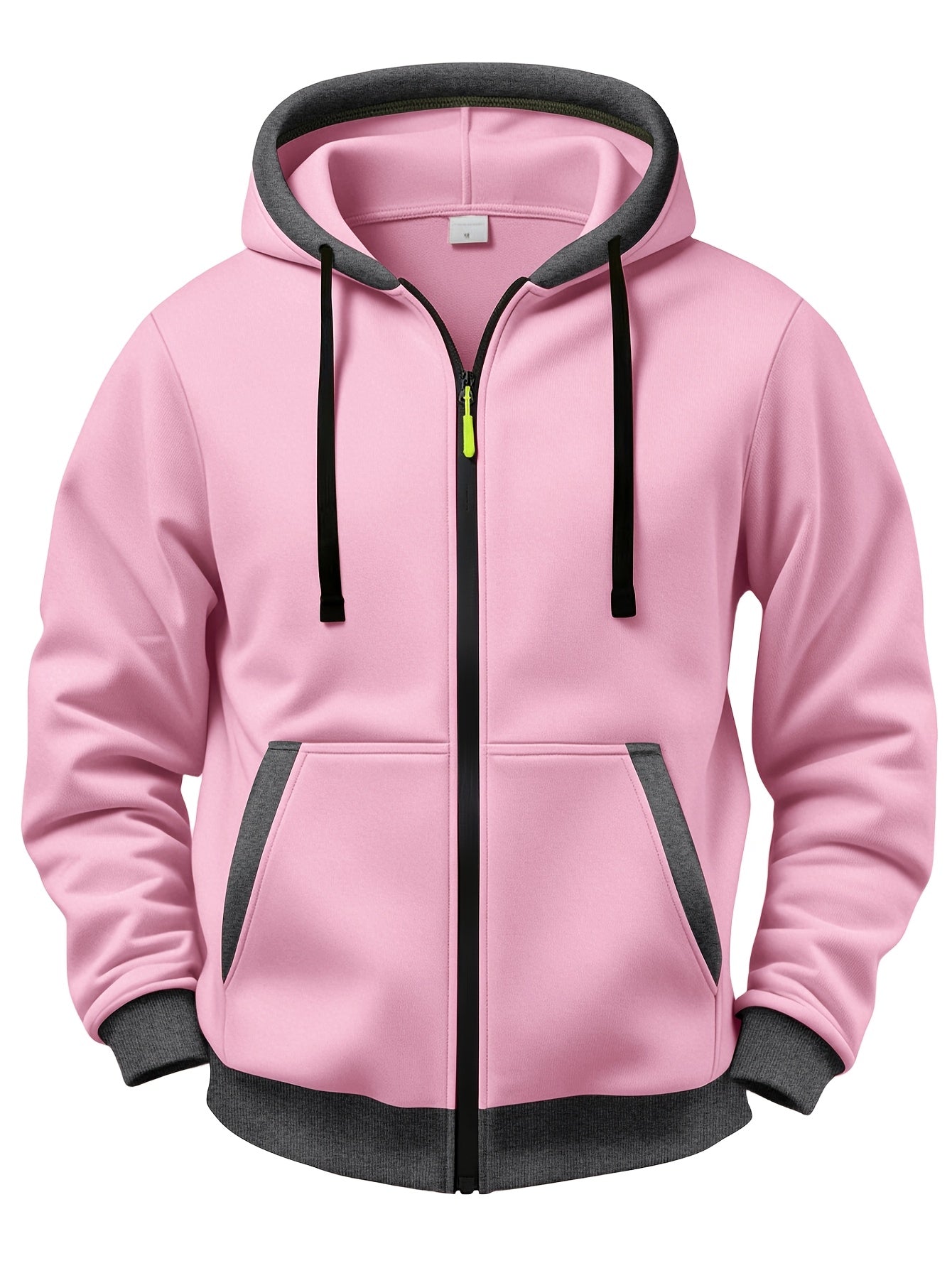 Sweat à Capuche Zippé Bicolore Homme avec Poches Kangourou et Cordon de Serrage