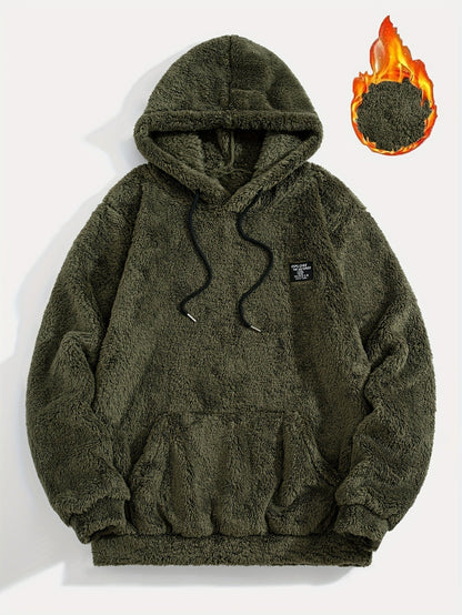 Sweat à Capuche Molletonné Chaud avec Cordon de Serrage et Poche Kangourou