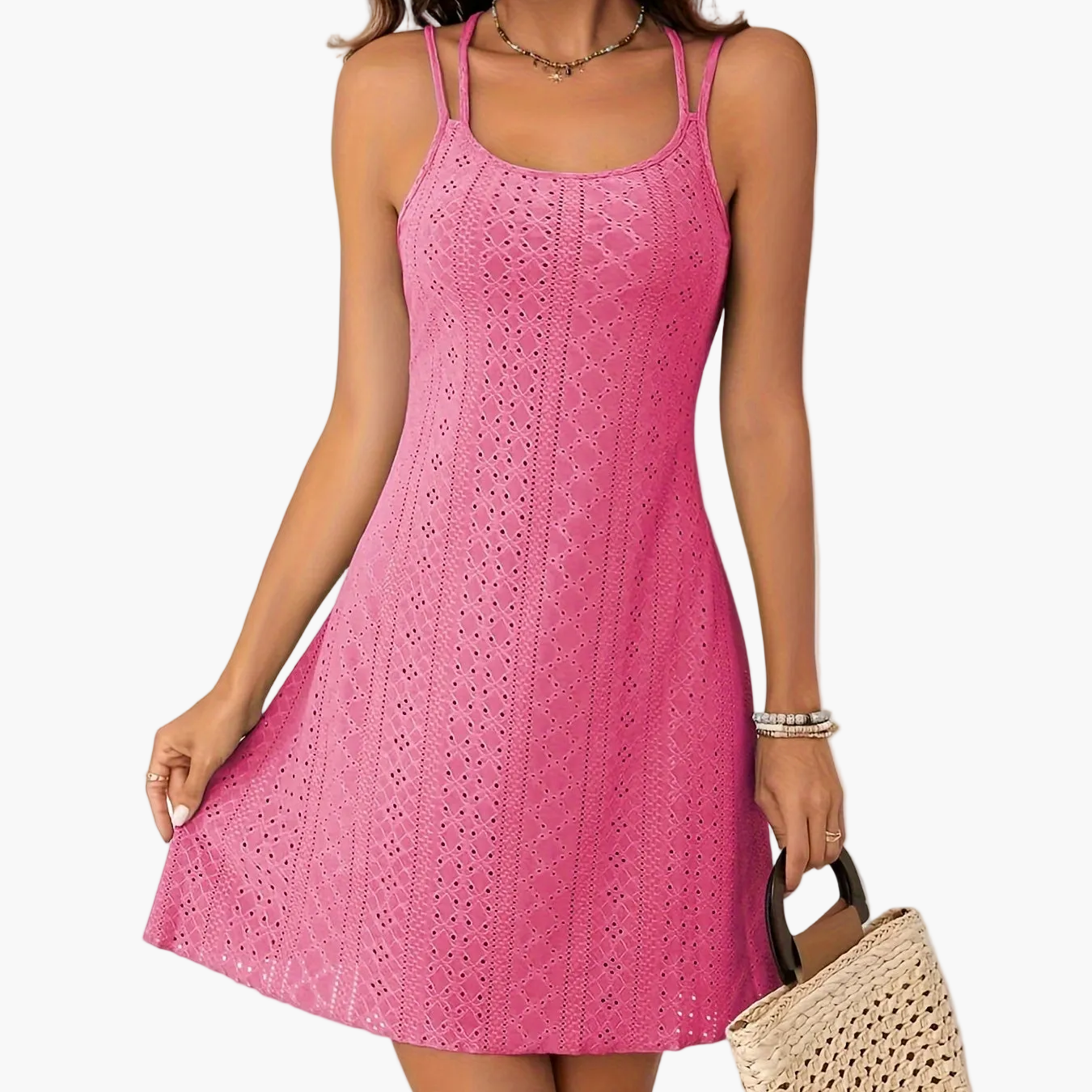 Robe d'été élégante pour femme à bretelles, style bohème chic, idéale pour les sorties et vacances