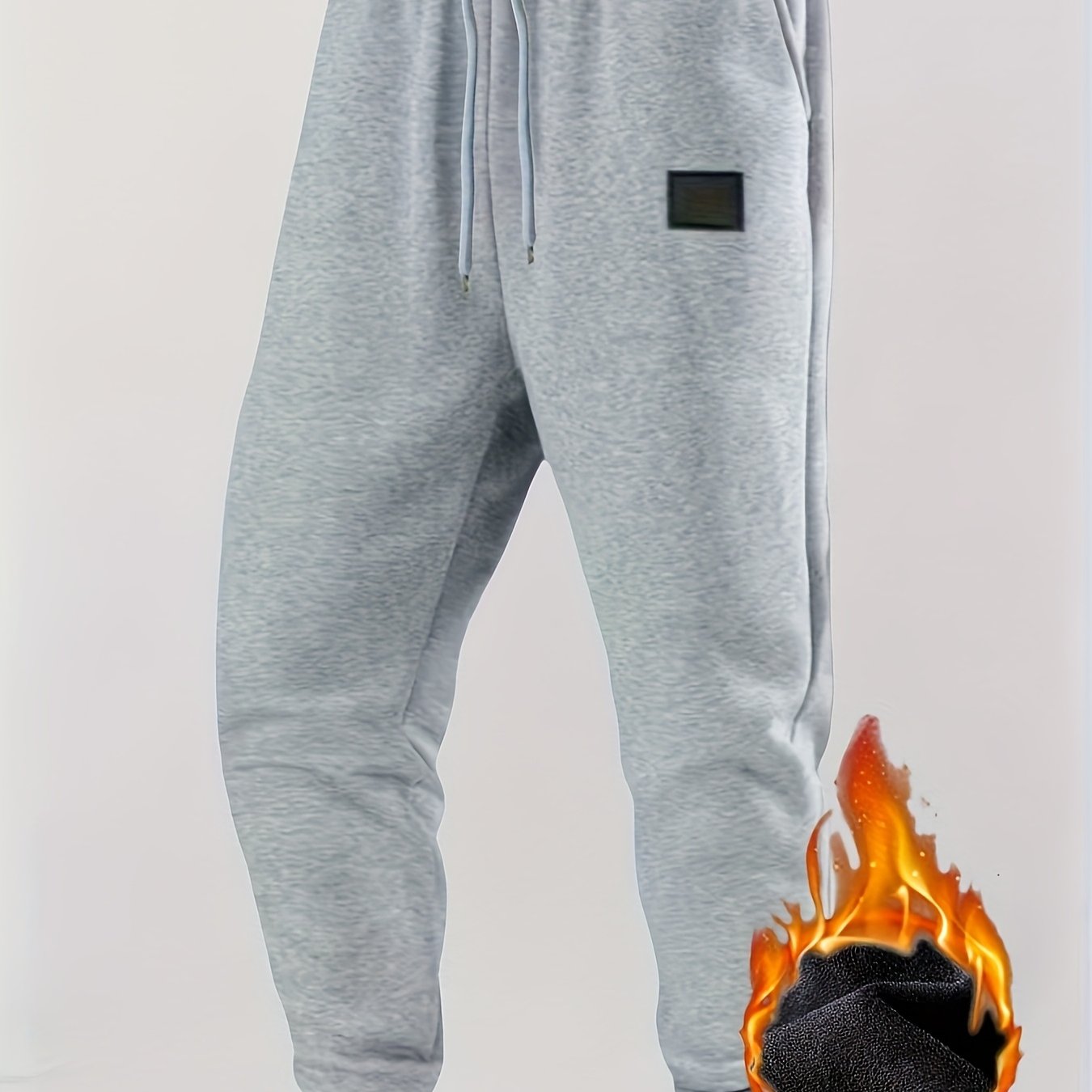 Pantalon de jogging homme doublé chaud, coupe droite, taille élastique et cordon de serrage