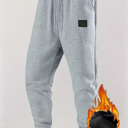Pantalon de jogging homme doublé chaud, coupe droite, taille élastique et cordon de serrage