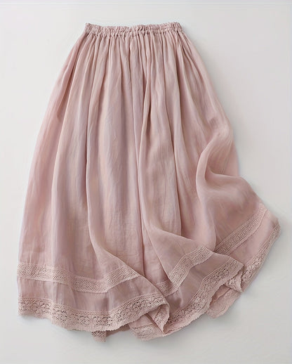 Gonna lunga donna stile bohémien con pizzo, elegante e fluida per l'estate