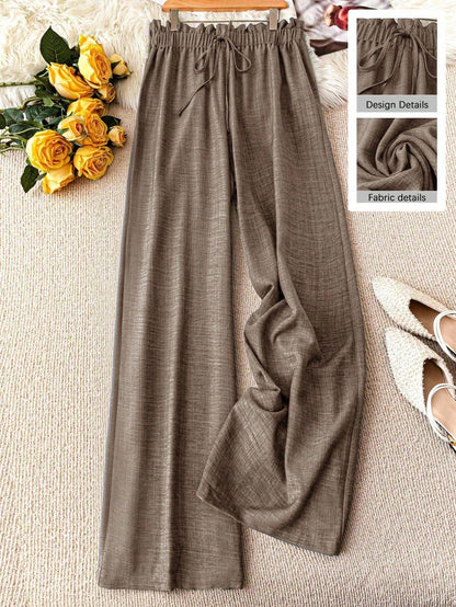 Pantalon large femme style décontracté à taille élastique – Idéal printemps et été