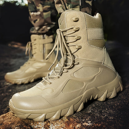 Bottes tactiques homme à lacets, couleur kaki ou noire, robustes, pour extérieur
