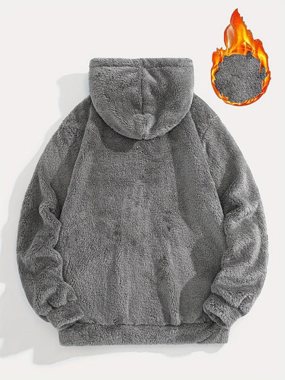 Sweat à Capuche Molletonné Chaud avec Cordon de Serrage et Poche Kangourou