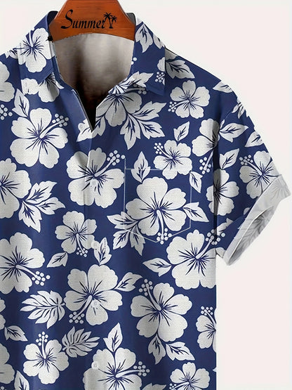 Hawaiihemd Herren Urlaubsstil mit Blumenmuster – Ideal für Sommer und Strand