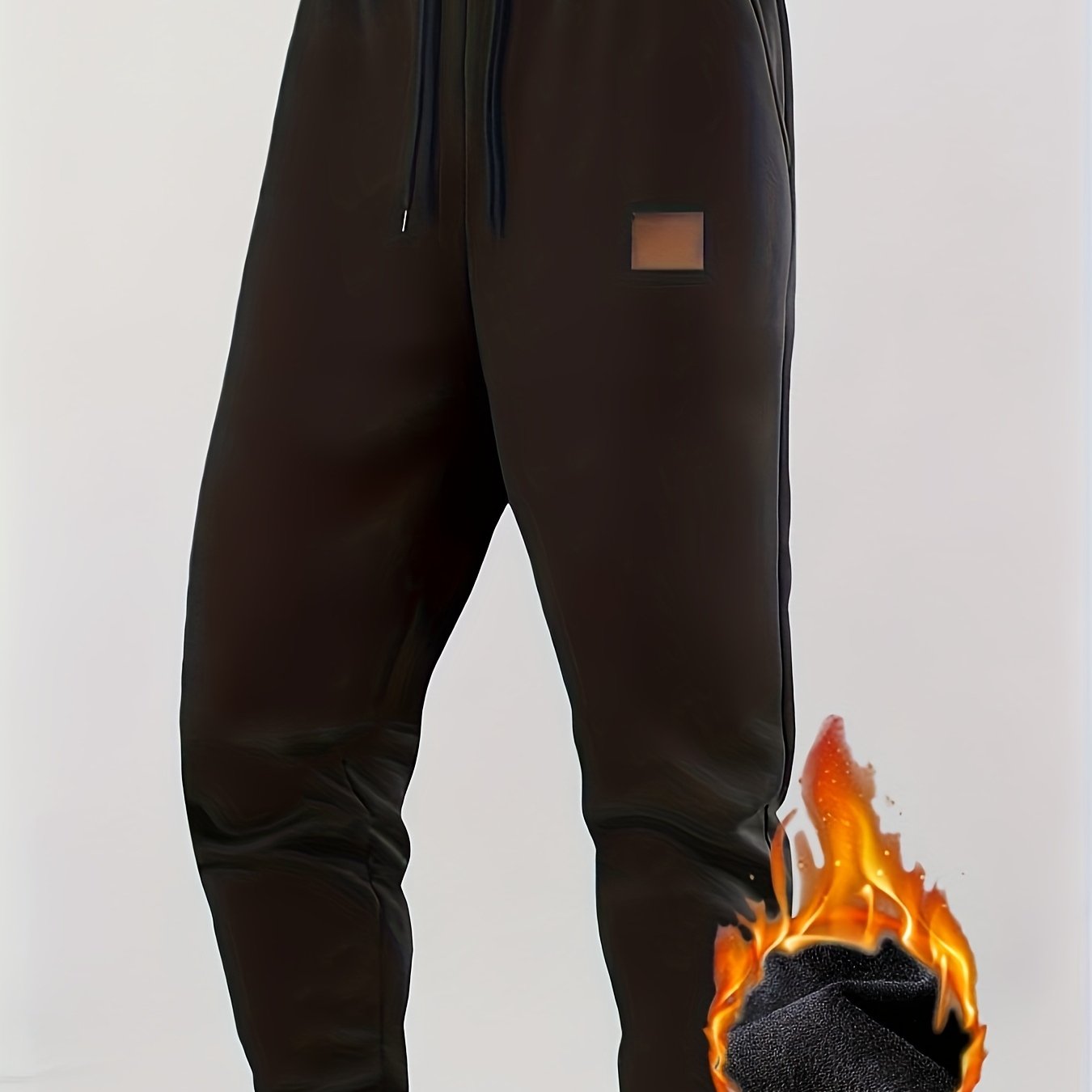 Pantalon de jogging homme doublé chaud, coupe droite, taille élastique et cordon de serrage