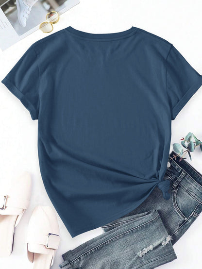 Dames T-shirt Casual Stijl met Wildbloemenpatroon Botanische Illustratie