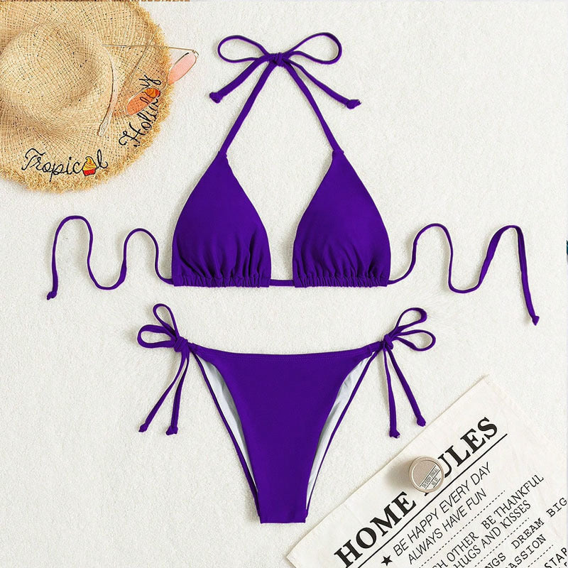 Vanessa – Jednokolorowy bikini do wiązania